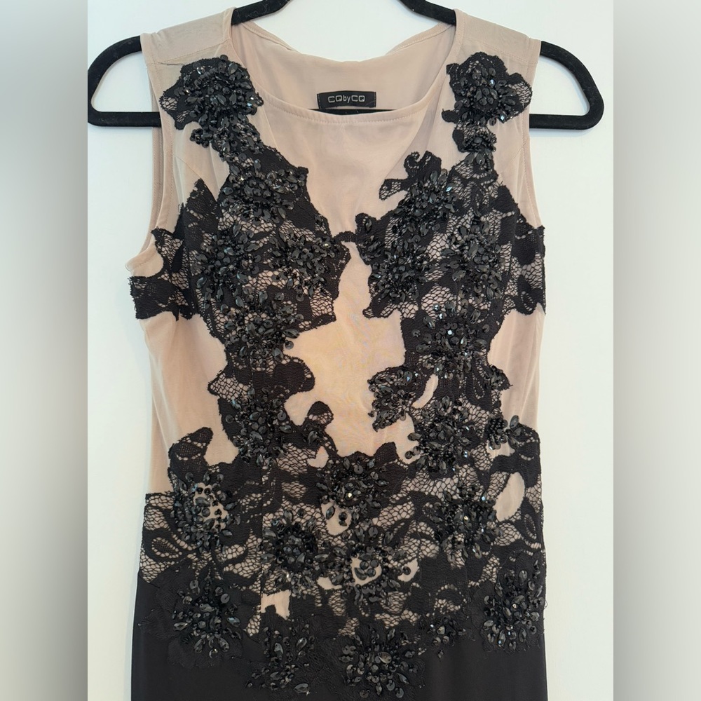 CQ by CQ Stunning Black Sequin and Sheer Lace Dress